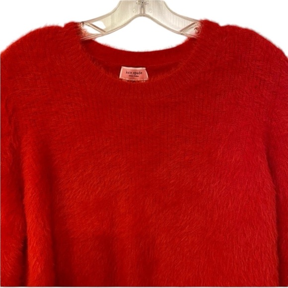kate spade cortland mainline crewneck sweater Red XS fuzzy holidays Christmas - Picture 12 of 15